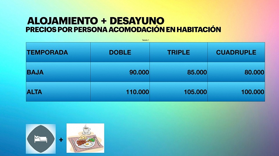 Tarifas con alojamiento + desayuno
